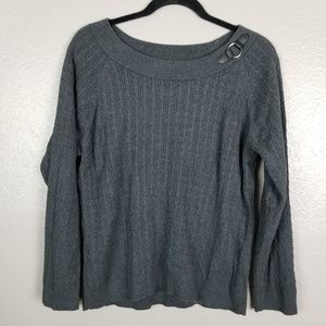 Karen Scott Charcoal Cable Knit Scoop Neck Sweater